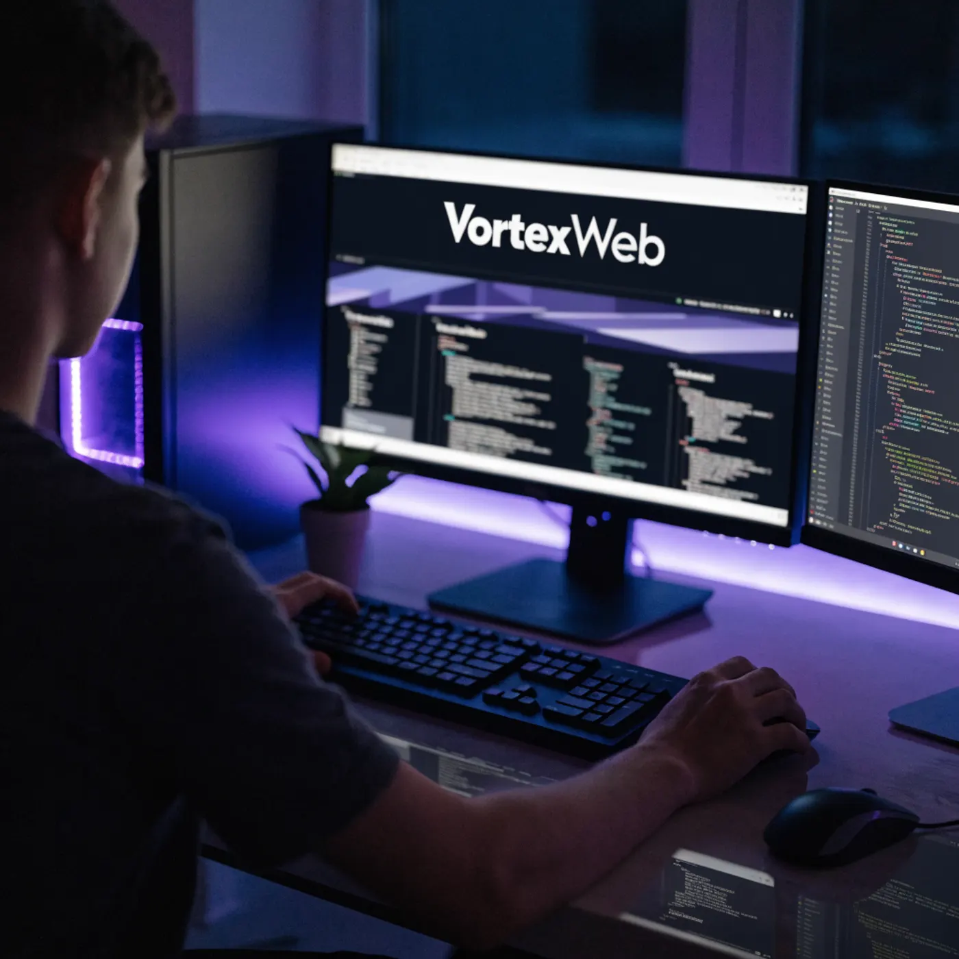 Equipo de VortexWeb diseñando una página web